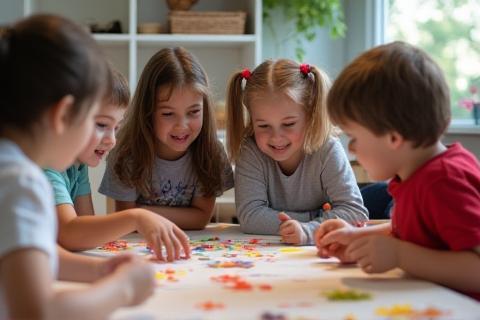 Children participating in a group learning activity