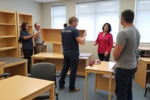 Aristo Decor team donating furniture to a learning center